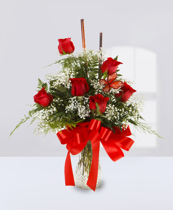 Ramo de 6 rosas rojas